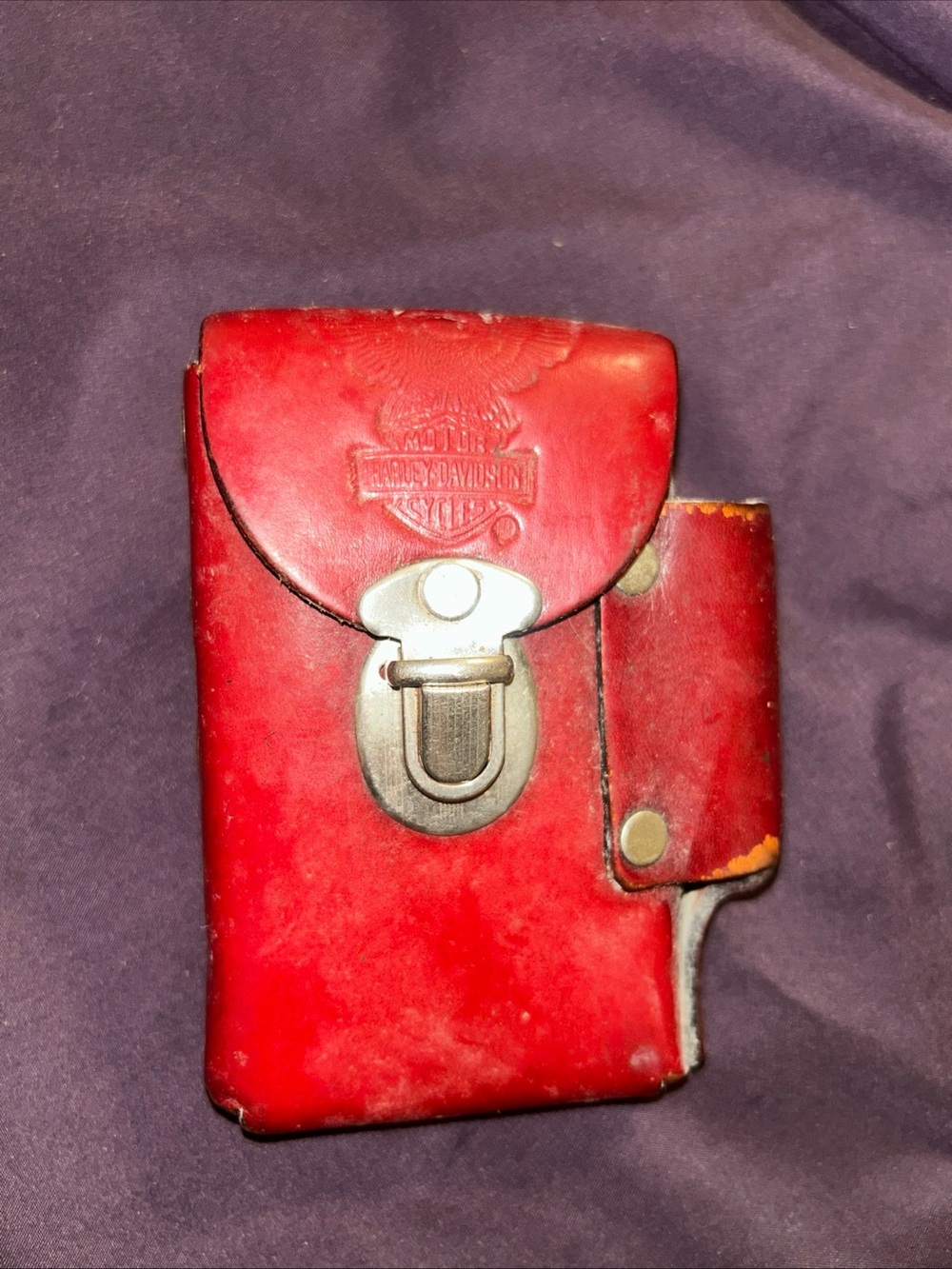 Harley-Davidson Red Leather Belt Clip Cigarette Pouch vintage